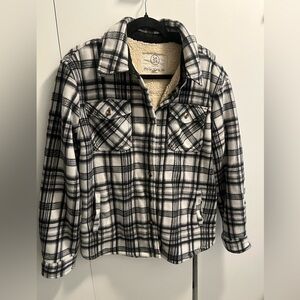 Plaid Shirt Jacket - Black and White